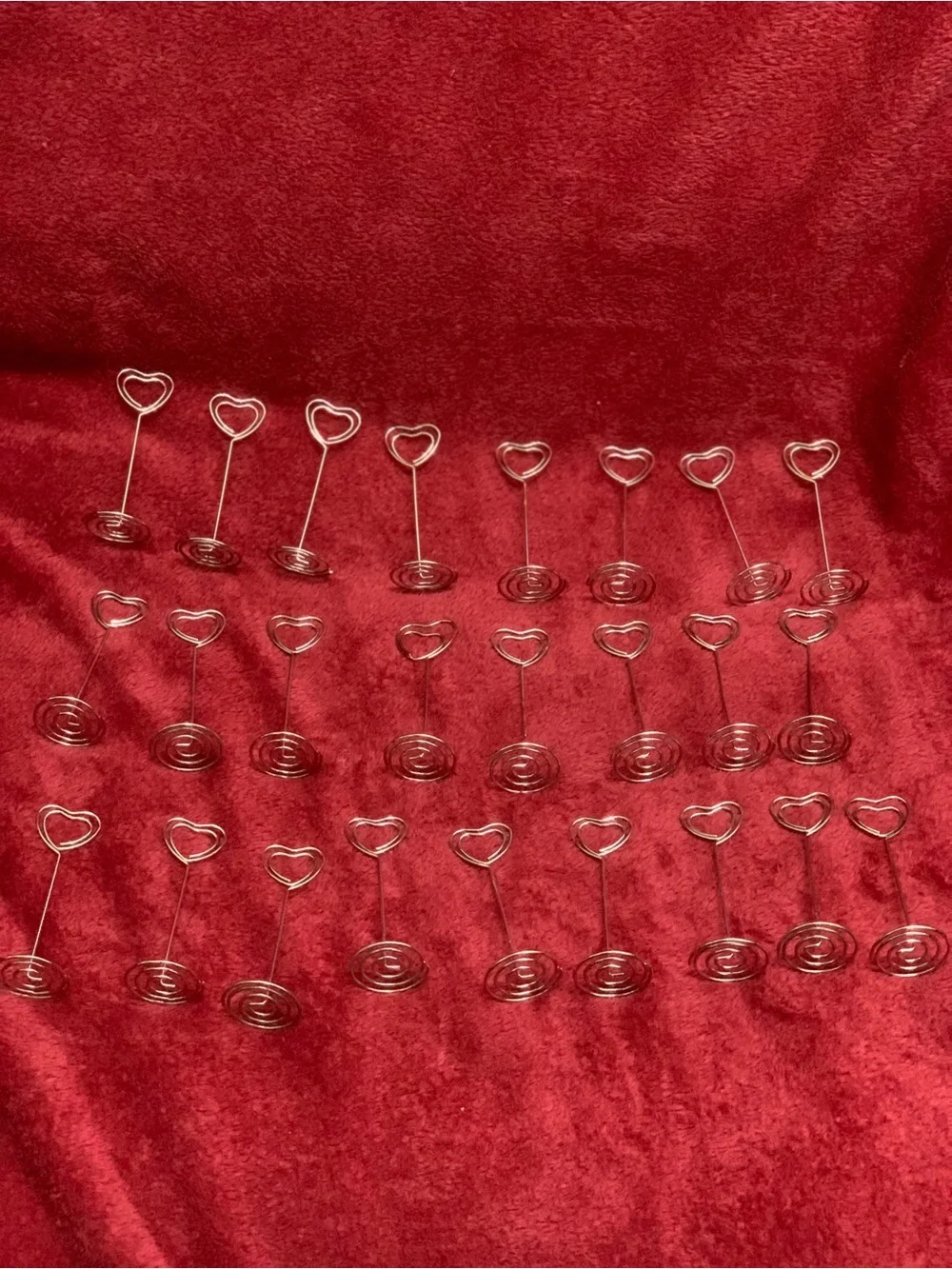 Set of Heart-Shaped Silver Place Card Holders